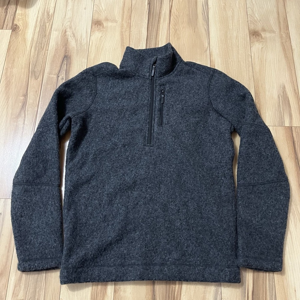 Smartwool Mens 1/4 Zip Thick Merino Wool Blend Sweater Sz S Gray Textured